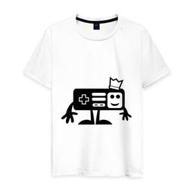 Мужская футболка хлопок с принтом Игроман. в Белгороде, 100% хлопок | прямой крой, круглый вырез горловины, длина до линии бедер, слегка спущенное плечо. | joystick | джойстик | игроман | игромания