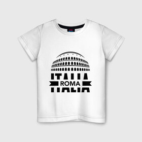 Детская футболка хлопок с принтом Italia в Белгороде, 100% хлопок | круглый вырез горловины, полуприлегающий силуэт, длина до линии бедер | Тематика изображения на принте: italia | roma | италия | колизей | рим