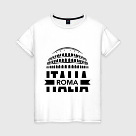 Женская футболка хлопок с принтом Italia в Белгороде, 100% хлопок | прямой крой, круглый вырез горловины, длина до линии бедер, слегка спущенное плечо | italia | roma | италия | колизей | рим