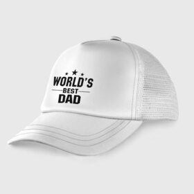 Детская кепка тракер с принтом World s best DADDY в Белгороде, Козырек - 100% хлопок. Кепка - 100% полиэстер, Задняя часть - сетка | универсальный размер, пластиковая застёжка | daddy | worlds best daddy | лучший папа на свете | папа | подарок папе