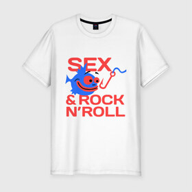 Мужская футболка премиум с принтом Sex Fishing and Rocknroll в Белгороде, 92% хлопок, 8% лайкра | приталенный силуэт, круглый вырез ворота, длина до линии бедра, короткий рукав | 