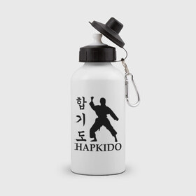 Бутылка спортивная с принтом Hapkido в Белгороде, металл | емкость — 500 мл, в комплекте две пластиковые крышки и карабин для крепления | 