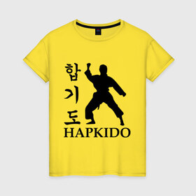 Женская футболка хлопок с принтом Hapkido в Белгороде, 100% хлопок | прямой крой, круглый вырез горловины, длина до линии бедер, слегка спущенное плечо | 
