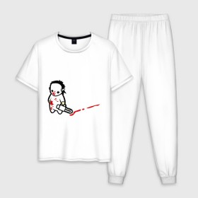 Мужская пижама хлопок с принтом грустный маньяк в Белгороде, 100% хлопок | брюки и футболка прямого кроя, без карманов, на брюках мягкая резинка на поясе и по низу штанин
 | 