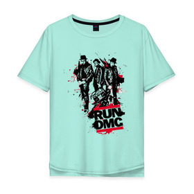 Мужская футболка хлопок Oversize с принтом Run-DMC в Белгороде, 100% хлопок | свободный крой, круглый ворот, “спинка” длиннее передней части | run dmc