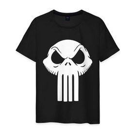 Мужская футболка хлопок с принтом Череп скелетон в Белгороде, 100% хлопок | прямой крой, круглый вырез горловины, длина до линии бедер, слегка спущенное плечо. | Тематика изображения на принте: skull | череп