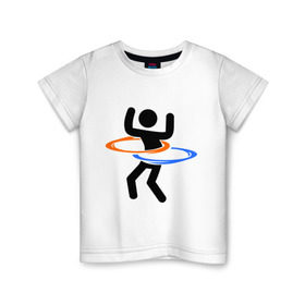 Детская футболка хлопок с принтом Portal (Портал) хулахуп в Белгороде, 100% хлопок | круглый вырез горловины, полуприлегающий силуэт, длина до линии бедер | Тематика изображения на принте: portal | игры | компьютерные игры | портал