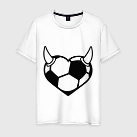 Мужская футболка хлопок с принтом Football Love в Белгороде, 100% хлопок | прямой крой, круглый вырез горловины, длина до линии бедер, слегка спущенное плечо. | 
