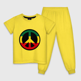 Детская пижама хлопок с принтом Peace simbol в Белгороде, 100% хлопок |  брюки и футболка прямого кроя, без карманов, на брюках мягкая резинка на поясе и по низу штанин
 | reggae | мир | раста | растафари