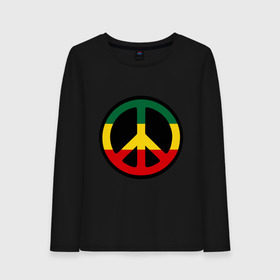 Женский лонгслив хлопок с принтом Peace simbol в Белгороде, 100% хлопок |  | reggae | мир | раста | растафари