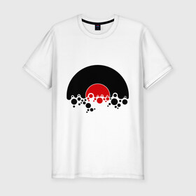 Мужская футболка премиум с принтом Vinyl Circles в Белгороде, 92% хлопок, 8% лайкра | приталенный силуэт, круглый вырез ворота, длина до линии бедра, короткий рукав | винил | музыка | пластинка | электронная музыка
