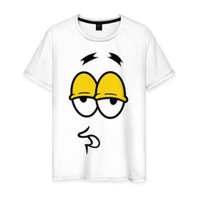 Мужская футболка хлопок с принтом Weary Face в Белгороде, 100% хлопок | прямой крой, круглый вырез горловины, длина до линии бедер, слегка спущенное плечо. | smile | лицо | смайл | смайлик