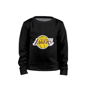 Детский свитшот хлопок с принтом LA Lakers в Белгороде, 100% хлопок | круглый вырез горловины, эластичные манжеты, пояс и воротник | basketball | lakers | media | nba | toplanding | баскетболл | лейкерс | лого баскетбольных клубов | лос анджелес | нба