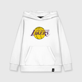 Детская толстовка хлопок с принтом LA Lakers в Белгороде, 100% хлопок | Круглый горловой вырез, эластичные манжеты, пояс, капюшен | basketball | lakers | media | nba | toplanding | баскетболл | лейкерс | лого баскетбольных клубов | лос анджелес | нба