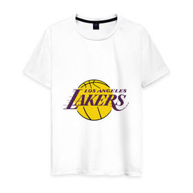 Мужская футболка хлопок с принтом LA Lakers в Белгороде, 100% хлопок | прямой крой, круглый вырез горловины, длина до линии бедер, слегка спущенное плечо. | Тематика изображения на принте: basketball | lakers | media | nba | toplanding | баскетболл | лейкерс | лого баскетбольных клубов | лос анджелес | нба