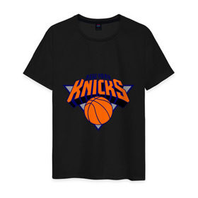 Мужская футболка хлопок с принтом NY Knicks в Белгороде, 100% хлопок | прямой крой, круглый вырез горловины, длина до линии бедер, слегка спущенное плечо. | basketball | nba | баскетболл | лого баскетбольных клубов | нба | нью йорк
