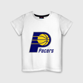 Детская футболка хлопок с принтом Pacers в Белгороде, 100% хлопок | круглый вырез горловины, полуприлегающий силуэт, длина до линии бедер | basketball | nba | баскетболл | лого баскетбольных клубов | нба