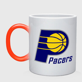 Кружка хамелеон с принтом Pacers в Белгороде, керамика | меняет цвет при нагревании, емкость 330 мл | basketball | nba | баскетболл | лого баскетбольных клубов | нба