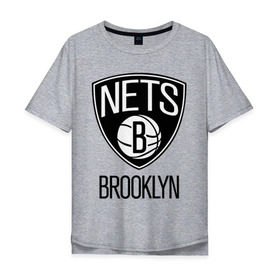 Мужская футболка хлопок Oversize с принтом Nets Brooklyn в Белгороде, 100% хлопок | свободный крой, круглый ворот, “спинка” длиннее передней части | бруклин
