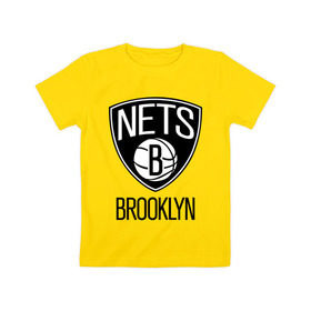 Детская футболка хлопок с принтом Nets Brooklyn в Белгороде, 100% хлопок | круглый вырез горловины, полуприлегающий силуэт, длина до линии бедер | бруклин