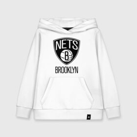 Детская толстовка хлопок с принтом Nets Brooklyn в Белгороде, 100% хлопок | Круглый горловой вырез, эластичные манжеты, пояс, капюшен | бруклин