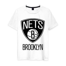 Мужская футболка хлопок с принтом Nets Brooklyn в Белгороде, 100% хлопок | прямой крой, круглый вырез горловины, длина до линии бедер, слегка спущенное плечо. | бруклин