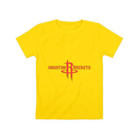Детская футболка хлопок с принтом Houston R в Белгороде, 100% хлопок | круглый вырез горловины, полуприлегающий силуэт, длина до линии бедер | basketball | nba | баскетболл | лого баскетбольных клубов | нба | хьюстон рокетс
