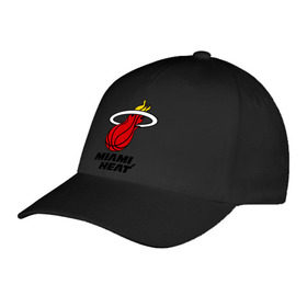 Бейсболка с принтом Miami Heat-logo в Белгороде, 100% хлопок | классический козырек, металлическая застежка-регулятор размера | Тематика изображения на принте: basketball | nba | баскетболл | лого баскетбольных клубов | майами | нба