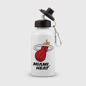 Бутылка спортивная с принтом Miami Heat-logo в Белгороде, металл | емкость — 500 мл, в комплекте две пластиковые крышки и карабин для крепления | basketball | nba | баскетболл | лого баскетбольных клубов | майами | нба