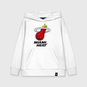Детская толстовка хлопок с принтом Miami Heat-logo в Белгороде, 100% хлопок | Круглый горловой вырез, эластичные манжеты, пояс, капюшен | basketball | nba | баскетболл | лого баскетбольных клубов | майами | нба