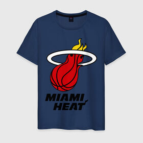 Мужская футболка хлопок с принтом Miami Heat-logo в Белгороде, 100% хлопок | прямой крой, круглый вырез горловины, длина до линии бедер, слегка спущенное плечо. | basketball | nba | баскетболл | лого баскетбольных клубов | майами | нба