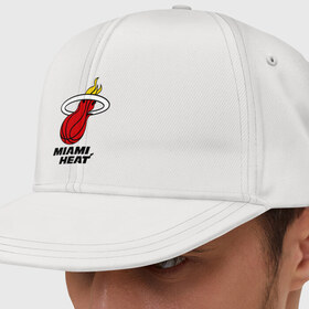 Кепка снепбек с прямым козырьком с принтом Miami Heat-logo в Белгороде, хлопок 100% |  | basketball | nba | баскетболл | лого баскетбольных клубов | майами | нба