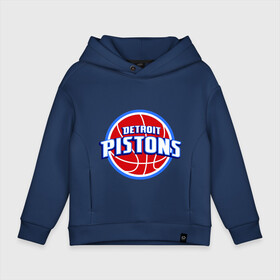 Детское худи Oversize хлопок с принтом Detroit Pistons - logo в Белгороде, френч-терри — 70% хлопок, 30% полиэстер. Мягкий теплый начес внутри —100% хлопок | боковые карманы, эластичные манжеты и нижняя кромка, капюшон на магнитной кнопке | basketball | nba | баскетболл | детроит | лого баскетбольных клубов | нба