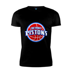 Мужская футболка премиум с принтом Detroit Pistons - logo в Белгороде, 92% хлопок, 8% лайкра | приталенный силуэт, круглый вырез ворота, длина до линии бедра, короткий рукав | basketball | nba | баскетболл | детроит | лого баскетбольных клубов | нба