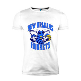 Мужская футболка премиум с принтом New Orleans Hornets в Белгороде, 92% хлопок, 8% лайкра | приталенный силуэт, круглый вырез ворота, длина до линии бедра, короткий рукав | basketball | nba | баскетболл | лого баскетбольных клубов | нба | новый орлеан