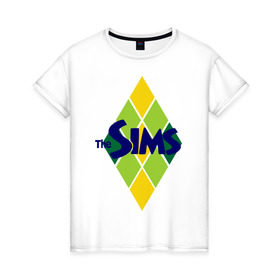 Женская футболка хлопок с принтом The Sims rhombus в Белгороде, 100% хлопок | прямой крой, круглый вырез горловины, длина до линии бедер, слегка спущенное плечо | игры | компьютерные игры | симс | симы