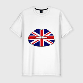Мужская футболка премиум с принтом Britain lips в Белгороде, 92% хлопок, 8% лайкра | приталенный силуэт, круглый вырез ворота, длина до линии бедра, короткий рукав | Тематика изображения на принте: england | great britain | lips | англия | британия | британский флаг | великобритания | губы | поцелуй