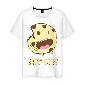 Мужская футболка хлопок с принтом Eat me! I`m Cake! в Белгороде, 100% хлопок | прямой крой, круглый вырез горловины, длина до линии бедер, слегка спущенное плечо. | eat me | девушкам | для девушек | животные | мило | парные | пирожное | съешь меня