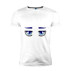 Мужская футболка премиум с принтом Синие аниме глаза в Белгороде, 92% хлопок, 8% лайкра | приталенный силуэт, круглый вырез ворота, длина до линии бедра, короткий рукав | anime | аниме | взгляд | глаза | лицо | синие глаза