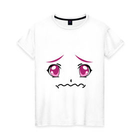 Женская футболка хлопок с принтом Розовые аниме глаза в Белгороде, 100% хлопок | прямой крой, круглый вырез горловины, длина до линии бедер, слегка спущенное плечо | anime | аниме | взгляд | глаза | лицо | розовые глаза