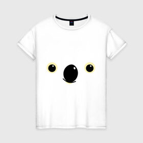 Женская футболка хлопок с принтом Мордочка коалы в Белгороде, 100% хлопок | прямой крой, круглый вырез горловины, длина до линии бедер, слегка спущенное плечо | животные | коала