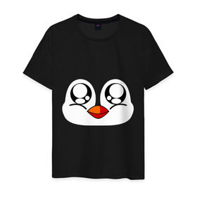 Мужская футболка хлопок с принтом Морда пингвина в Белгороде, 100% хлопок | прямой крой, круглый вырез горловины, длина до линии бедер, слегка спущенное плечо. | Тематика изображения на принте: пингвин