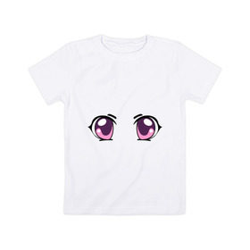 Детская футболка хлопок с принтом Фиолетовые аниме глаза в Белгороде, 100% хлопок | круглый вырез горловины, полуприлегающий силуэт, длина до линии бедер | Тематика изображения на принте: anime | взгляд | лицо