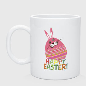 Кружка с принтом Easter rabbit в Белгороде, керамика | объем — 330 мл, диаметр — 80 мм. Принт наносится на бока кружки, можно сделать два разных изображения | Тематика изображения на принте: happy easter | кролик | пасха | пасхальное яйцо | пасхальный кролик | счастливой пасхи