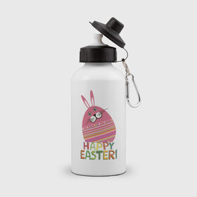 Бутылка спортивная с принтом Easter rabbit в Белгороде, металл | емкость — 500 мл, в комплекте две пластиковые крышки и карабин для крепления | happy easter | кролик | пасха | пасхальное яйцо | пасхальный кролик | счастливой пасхи