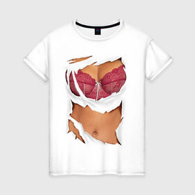 Женская футболка хлопок с принтом Идеальный бюст в Белгороде, 100% хлопок | прямой крой, круглый вырез горловины, длина до линии бедер, слегка спущенное плечо | грудь | женское тело | подарок бабушке | подарок жене | тело