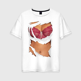 Женская футболка хлопок Oversize с принтом Идеальный бюст в Белгороде, 100% хлопок | свободный крой, круглый ворот, спущенный рукав, длина до линии бедер
 | грудь | женское тело | подарок бабушке | подарок жене | тело