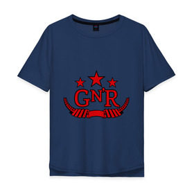 Мужская футболка хлопок Oversize с принтом GNR red в Белгороде, 100% хлопок | свободный крой, круглый ворот, “спинка” длиннее передней части | guns and roses | guns n roses | rock | ганс н роуз | музыка | рок