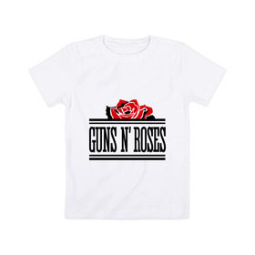 Детская футболка хлопок с принтом Guns n roses red в Белгороде, 100% хлопок | круглый вырез горловины, полуприлегающий силуэт, длина до линии бедер | guns and roses | rock | ганс н роуз | музыка | рок