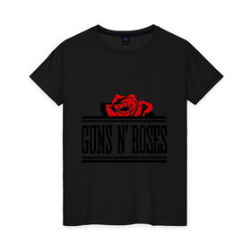 Женская футболка хлопок с принтом Guns n roses red в Белгороде, 100% хлопок | прямой крой, круглый вырез горловины, длина до линии бедер, слегка спущенное плечо | guns and roses | rock | ганс н роуз | музыка | рок